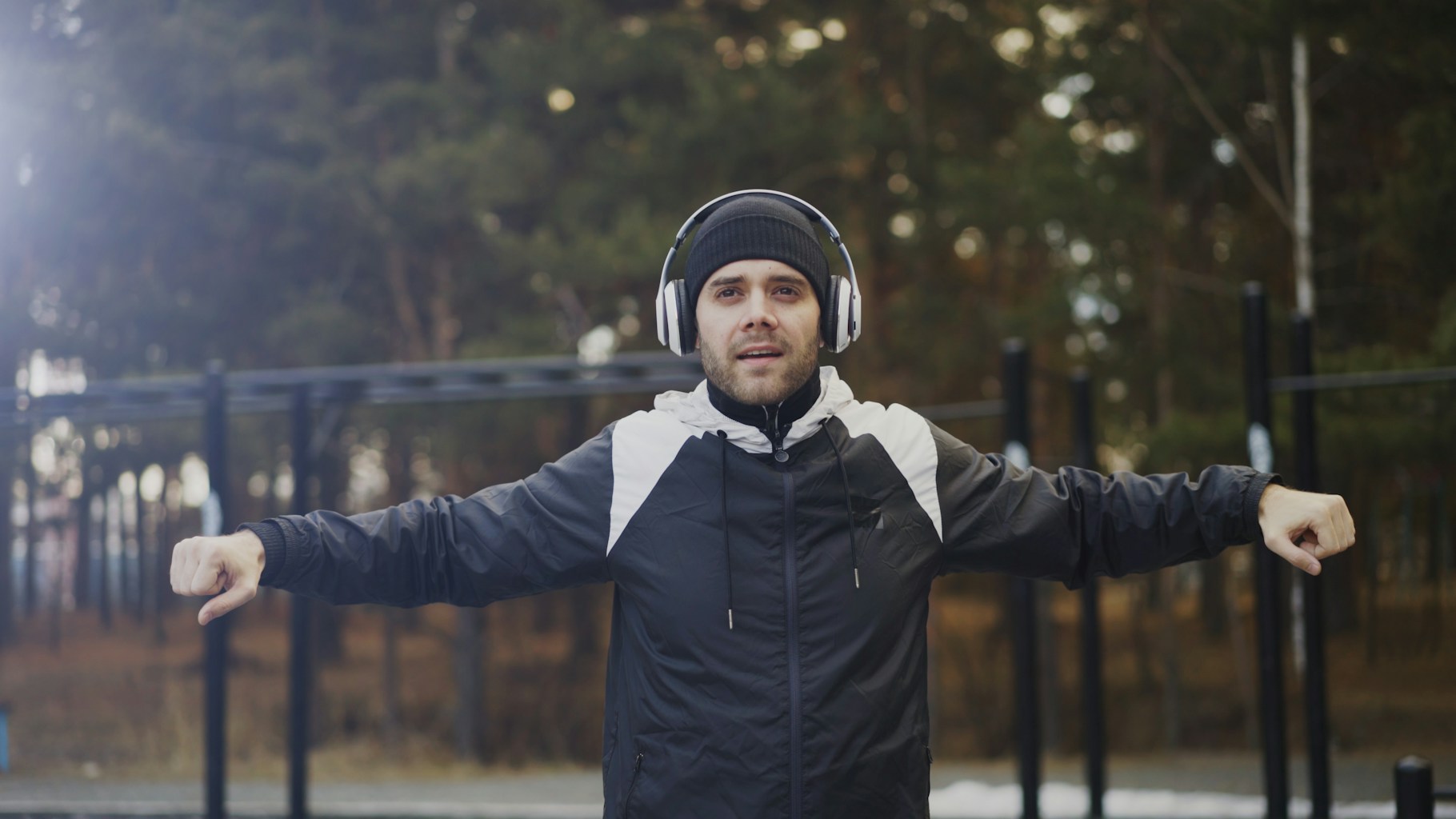 Athlete warming up before squash match